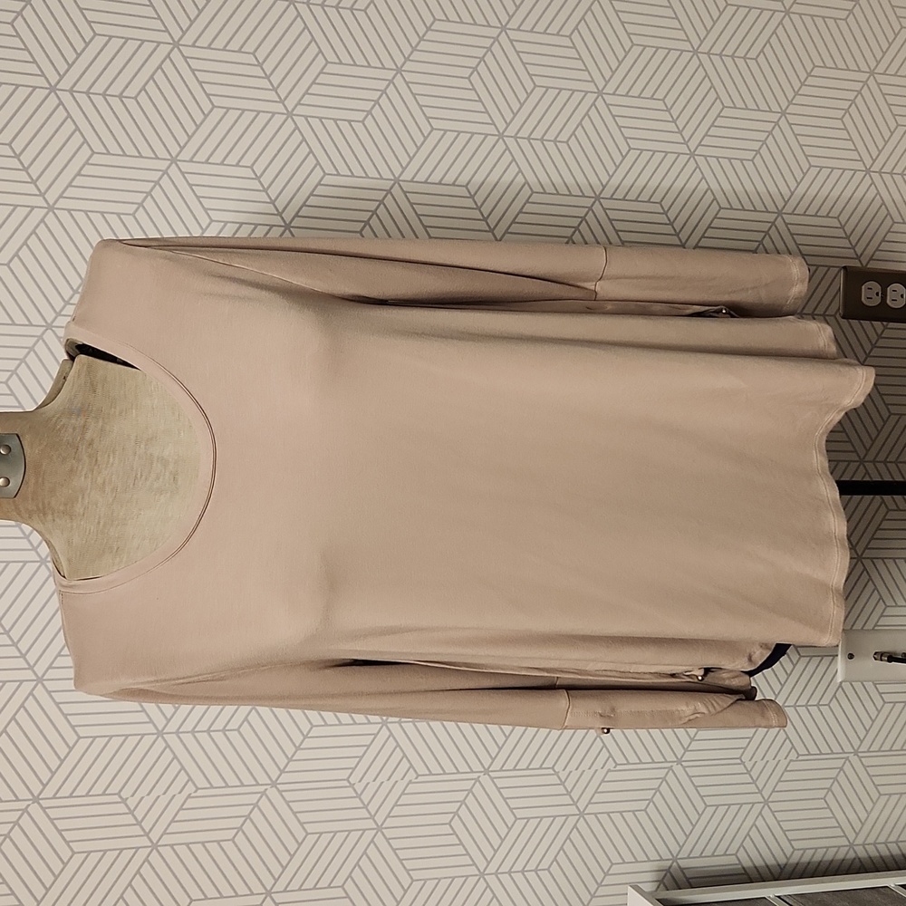 Soft Surroundings Tan Relaxed Fit Scoop Neck Long Sleeve Tunic | Women's Size XL